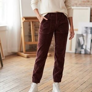 BANANA REPUBLIC Brown Corduroy Utility Jogger Pants Mid Rise Zip Leg Women’s 2